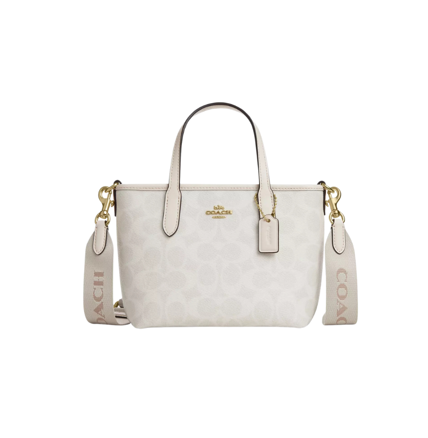 Coach City Mini Tote Bag In Signature Canvas White/Chalk