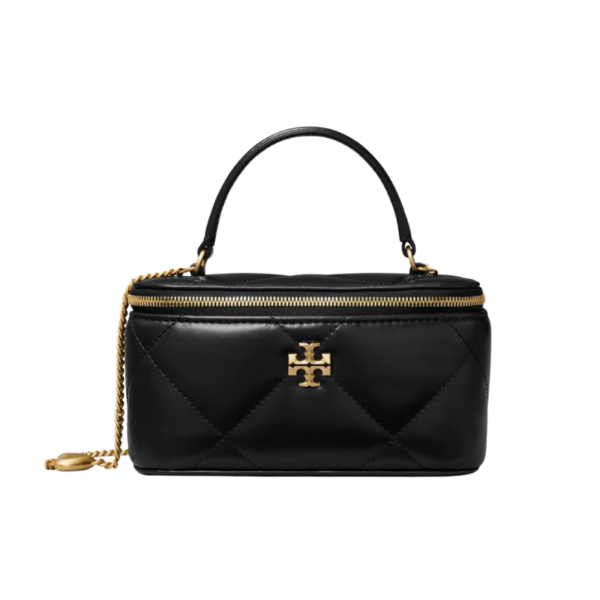 Tory Burch Kira Charm Diamond Quilt Vanity Case Black