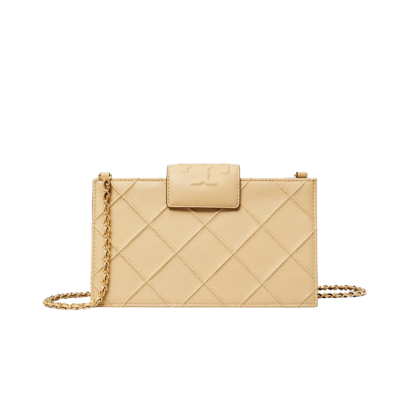 Tory Burch Mini Fleming Soft Chain Wallet Vanilla Soft Serve