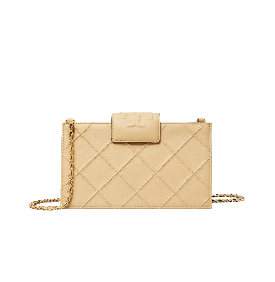 Tory Burch Mini Fleming Soft Chain Wallet Vanilla Soft Serve