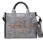 MARC JACOBS THE FELT FLANNEL MEDIUM TOTE BAG HEATHER GREY