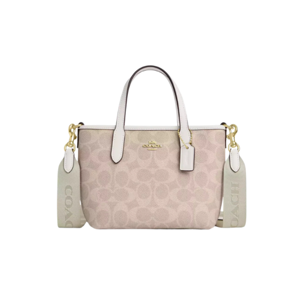 Coach City Mini Tote Bag In Signature Canvas Sand/Chalk