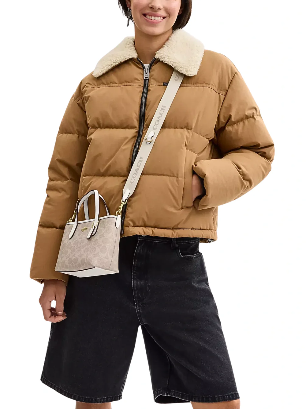 Coach City Mini Tote Bag In Signature Canvas Sand/Chalk - Image 4