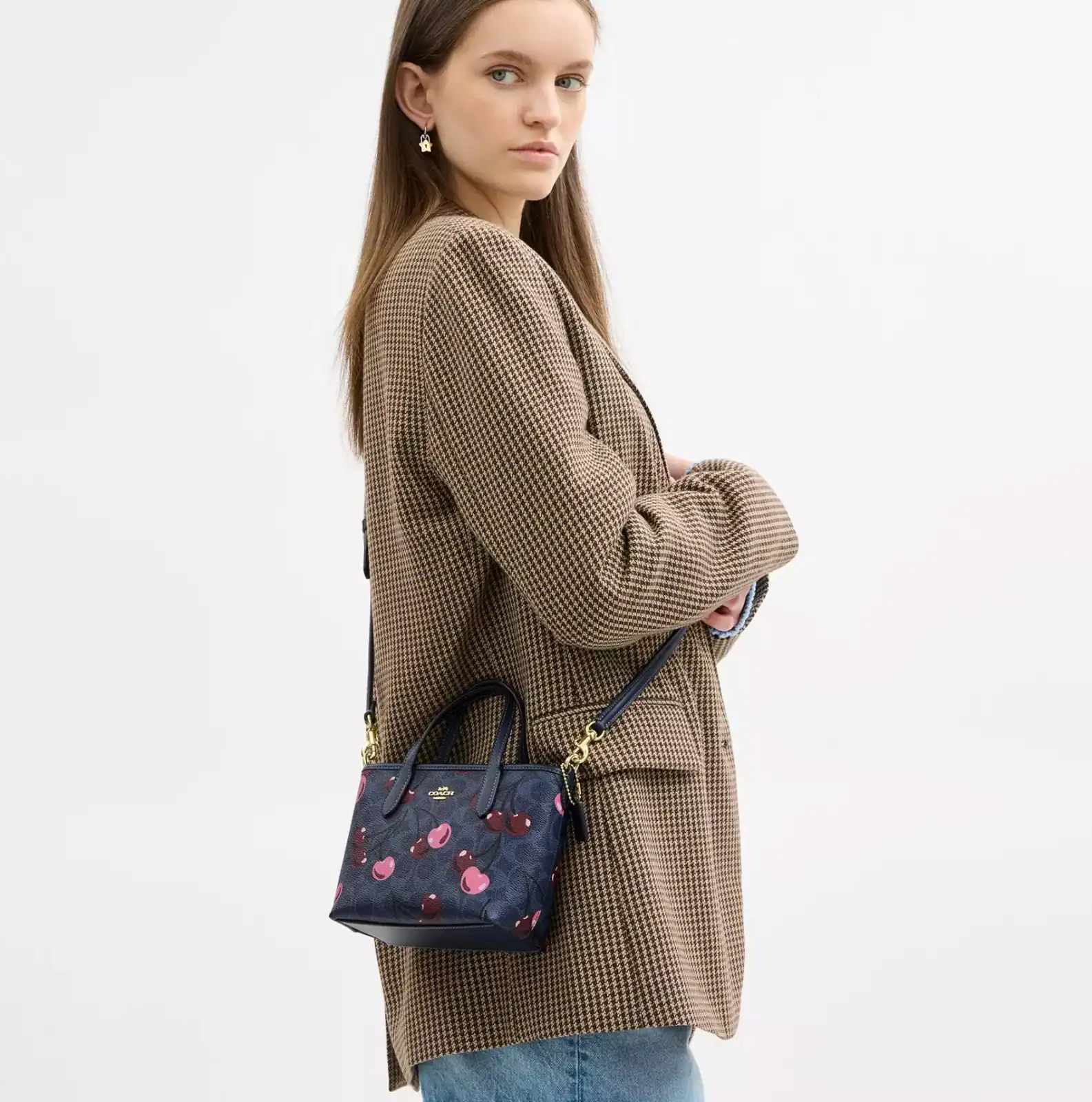 Coach City Mini Tote Bag In Signature Canvas Blue Cherry Print - Image 6