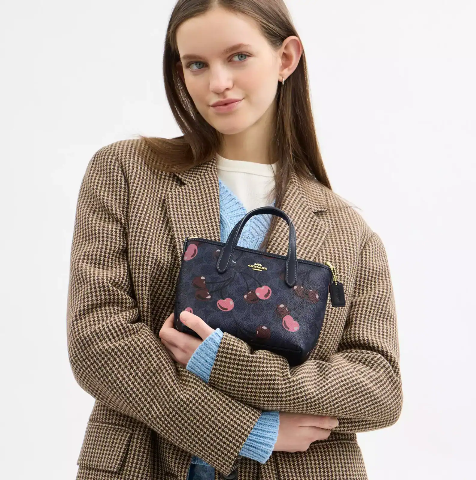 Coach City Mini Tote Bag In Signature Canvas Blue Cherry Print - Image 5
