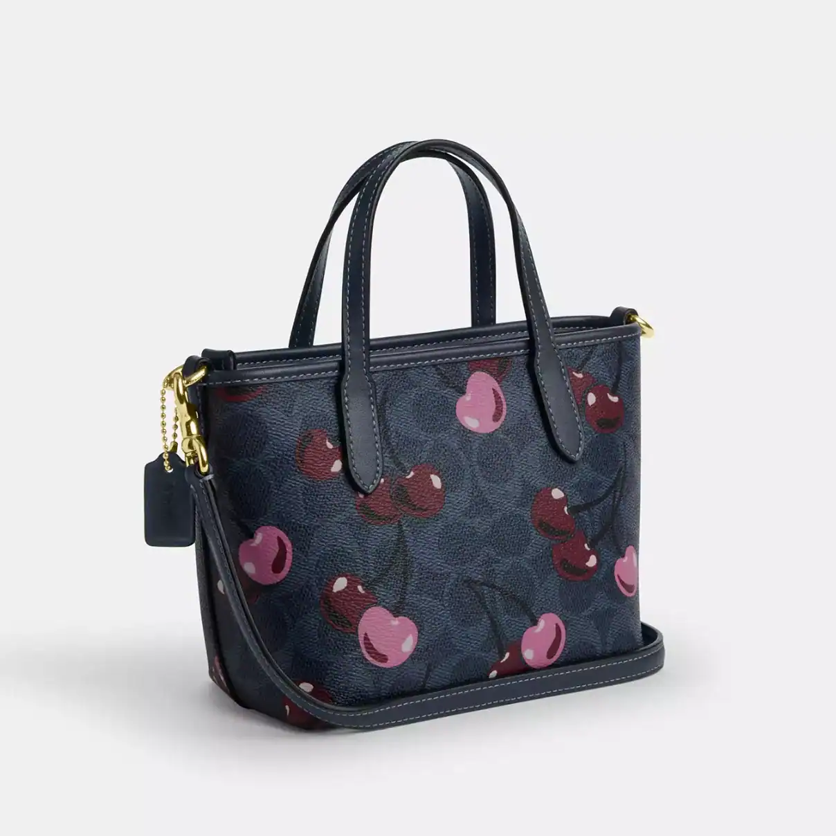 Coach City Mini Tote Bag In Signature Canvas Blue Cherry Print - Image 4