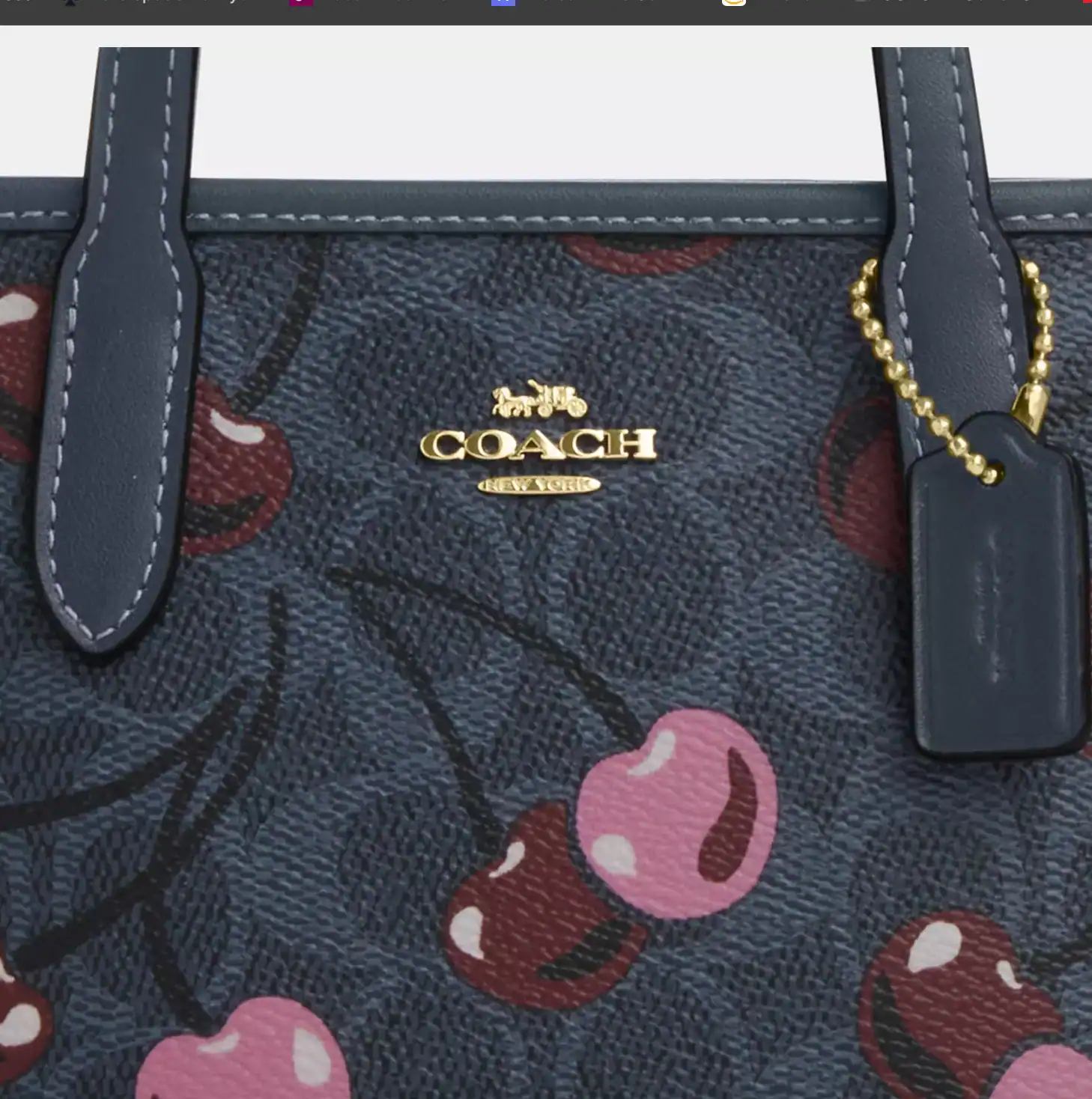 Coach City Mini Tote Bag In Signature Canvas Blue Cherry Print - Image 2