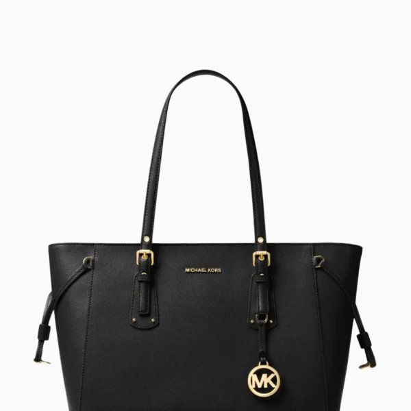 MICHAEL KORS Voyager Medium Tote Bag in Leather Black